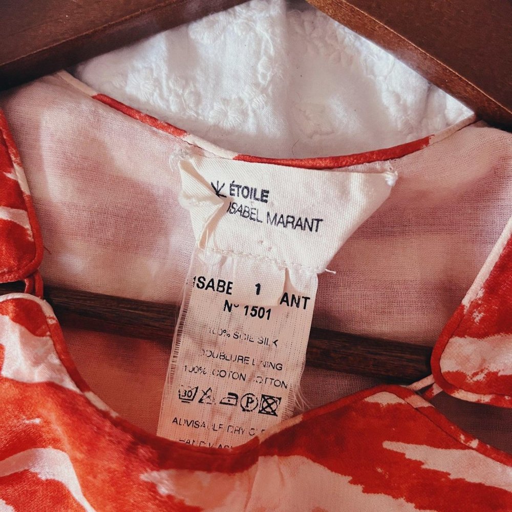 Isabel Marant Etoile Printed Silk Blouse - Blood Orange - Picture 2 of 3